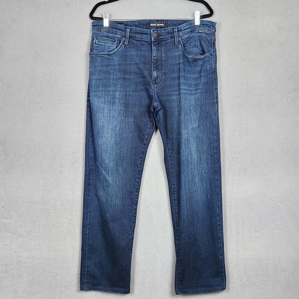 Mavi Zach Jeans Mens 36x32 Blue Straight Leg Regular Stretch Denim Fits 36X30
